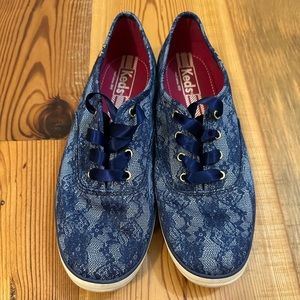 Blue Lace Keds with Satin Laces